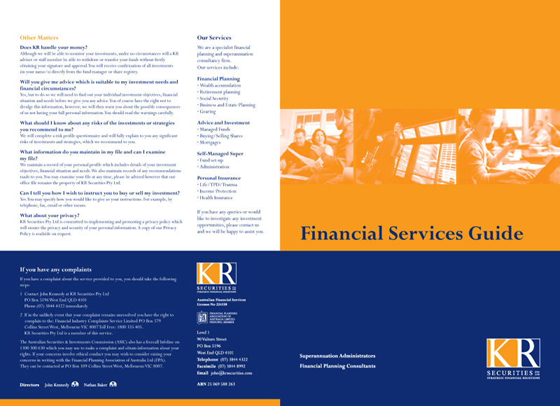 KR Securities - Financial Services Guide design