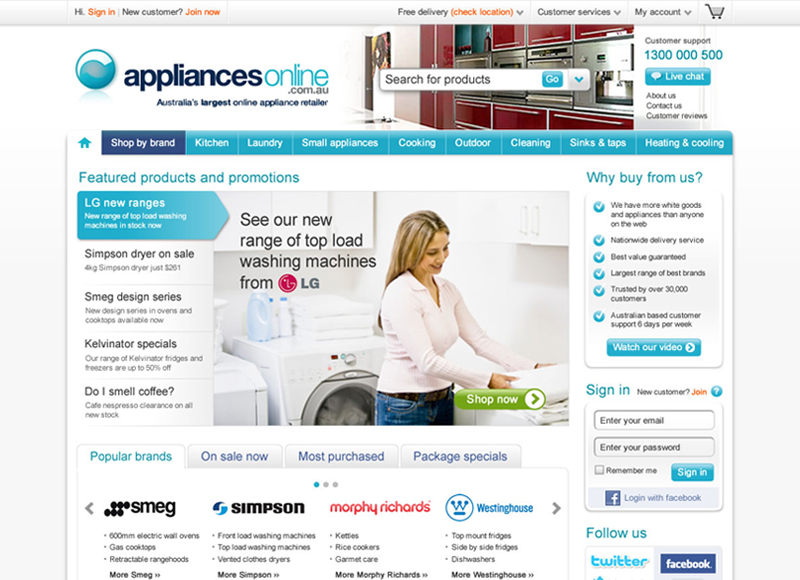 Appliances Online - User experience design, Interaction design, Visual design