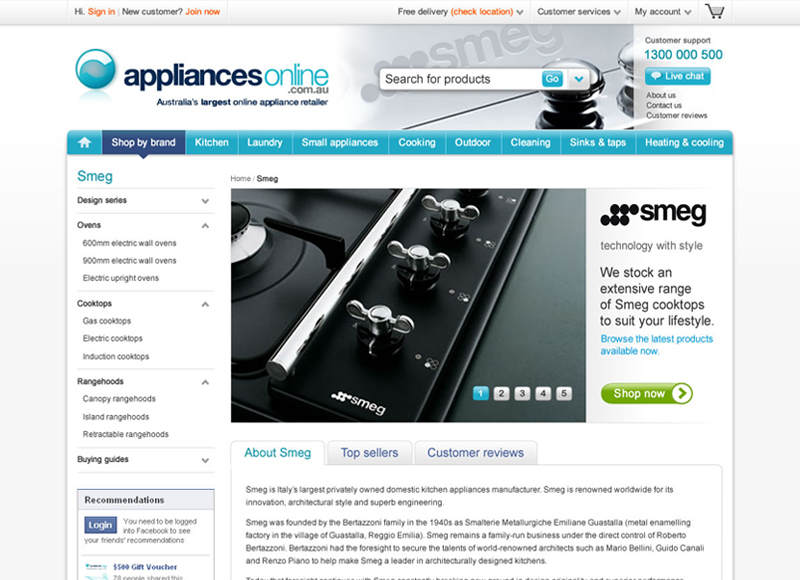 Appliances Online - User experience design, Interaction design, Visual design